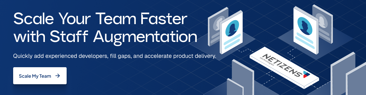 Software developers and team members connected through a staff augmentation service to help businesses scale engineering teams faster.